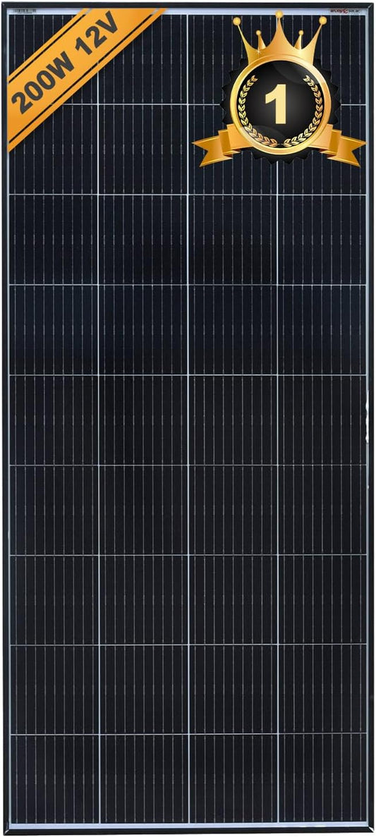 enjoy solar® Monokristallijn zonnepaneel 200W 12V, PERC 9BB – Ideaal voor campers, balkoninstallaties, tuinhuisjes, boten (Zwarte Rand)