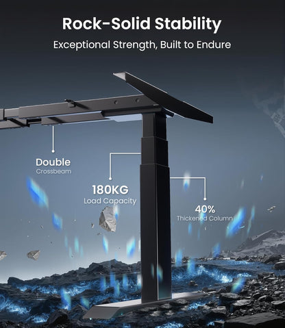 MAIDeSITe T2 Pro Max Elektrisch in hoogte verstelbaar bureauframe, 135 cm in hoogte verstelbaar tafelframe, dubbele motor, draagvermogen 160 kg met Piano Master Control-systeem en