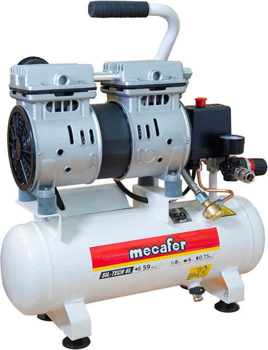 Compressor – Luchtcompressor – Aircompressor – Olievrije Compressor – Tankcompressor – Stil en Compact – 6 Liter Tank – 0,5 PK – 8 Bar Maximale Druk