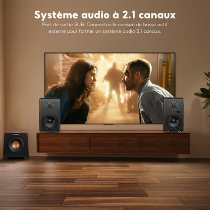 AIYIMA S700 2.0 Actieve plankluidspreker, 100 W studio-monitor met 5,25 inch Woofer, Bluetooth 5.0, HDMI ARC, optisch, RCA, USB-ingangen, subwooferuitgang, hifi boekenplank luidspreker voor pc en