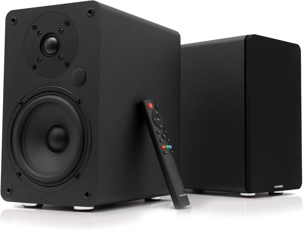 VULKKANO A5 ARC Luidspreker met 13,3 cm (5,25 inch), Bluetooth 5.0, HDMI ARC, optisch, RCA, USB, met subwoofer-uitgang, hifi-studio-monitoren met elegant design, zwart
