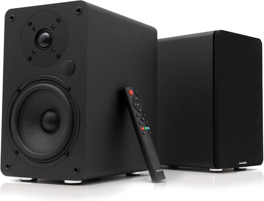 VULKKANO A5 ARC Luidspreker met 13,3 cm (5,25 inch), Bluetooth 5.0, HDMI ARC, optisch, RCA, USB, met subwoofer-uitgang, hifi-studio-monitoren met elegant design, zwart