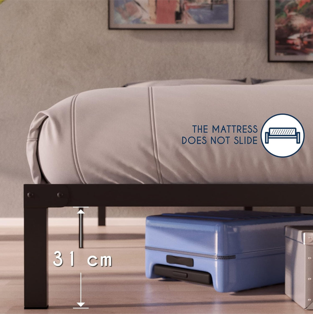 Dreamzie Bedframe 200x200 cm met Lattenbodem - Lattenbodem 200x200 met Poten - Hoogte van 35 cm - Stevige Structuur, Eenvoudige Montage en Opbergruimte