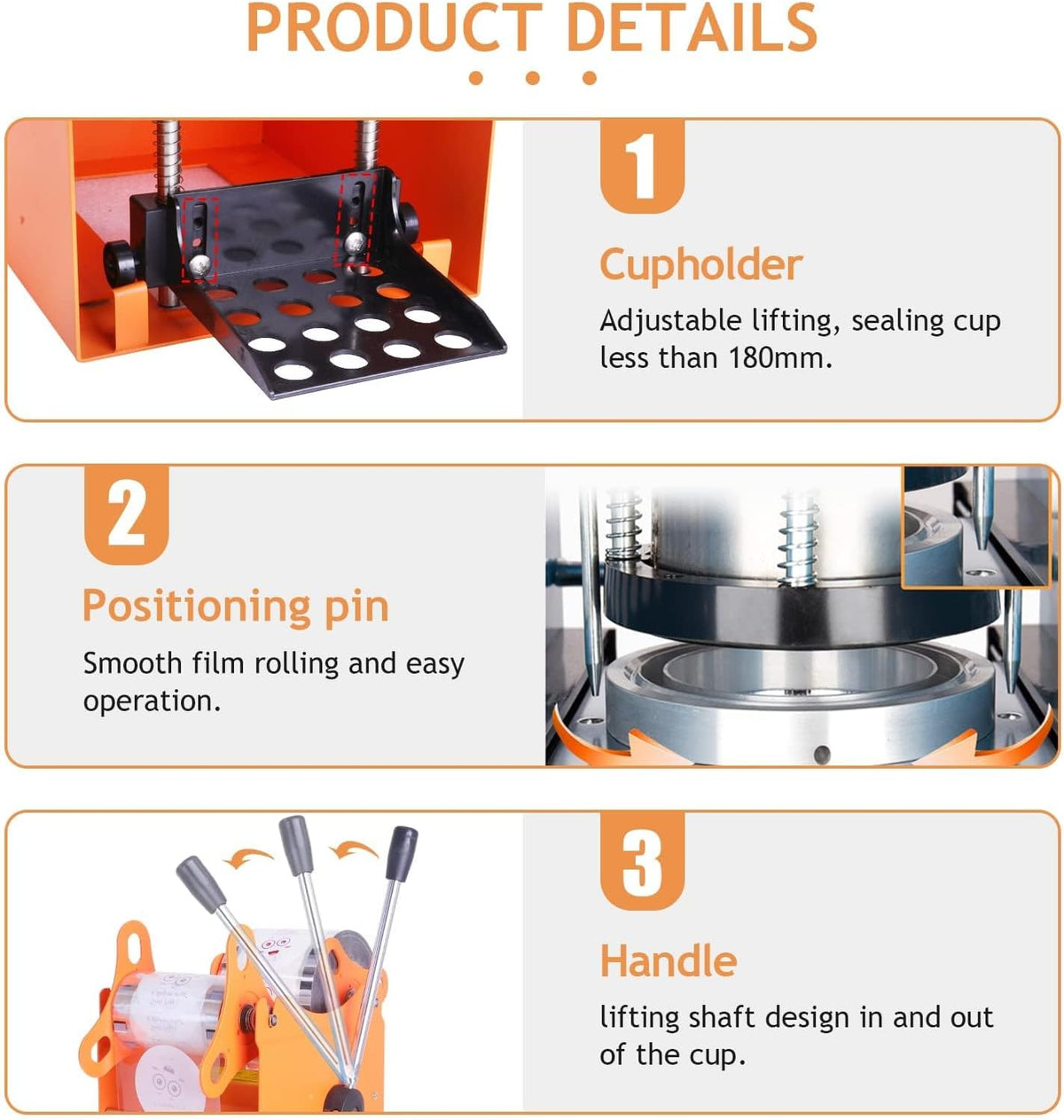 YJINGRUI Bekerzegelmachine, commerciële handmatige Bubble Tea Cup Sealer voor 90/95/70/75 mm diameter kopjes 300-500 kopjes/uur (sealing machine)