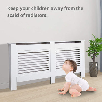 Mondeer Radiator Cover, Kabinet MDF Horizontale Moderne Witte Decoratieve voor Woonkamer Slaapkamer XL (172cm)