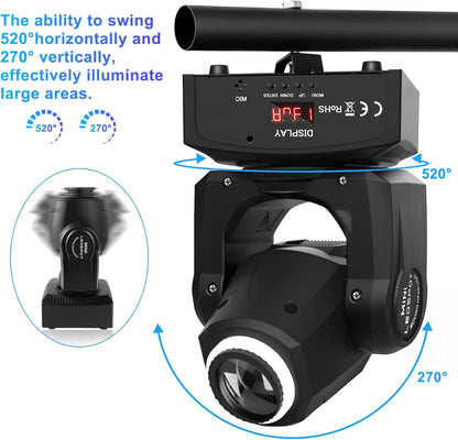 UKing 50W LED Moving Head,Disco podiumlicht met 8 patronen 8 kleuren Gobo spot, 10/12 kanalen, LED-lichteffecten voor bar club show