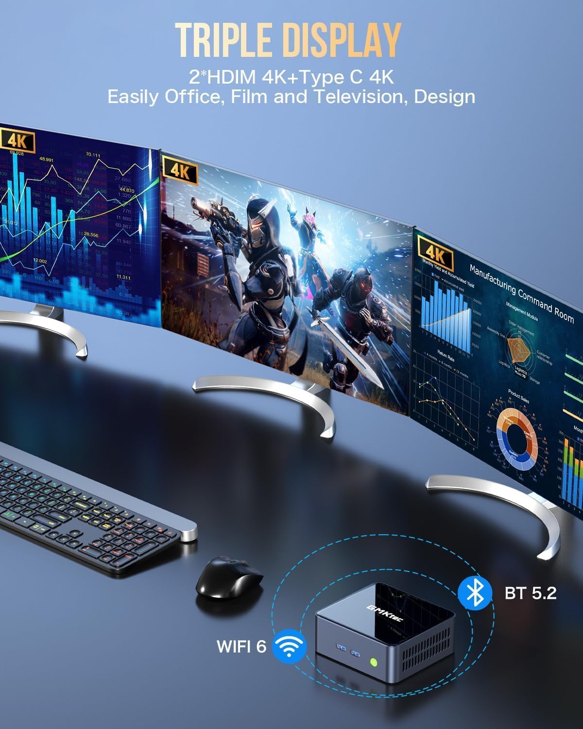 GMKtec Mini PC Intel Core i7-1185G7 (up to 4.8 GHz) 32GB DDR4 1TB SSD Desktop Mini Computers WiFi 6, BT 5.2/ DP, HDMI/RJ45 2.5G/USB4.0