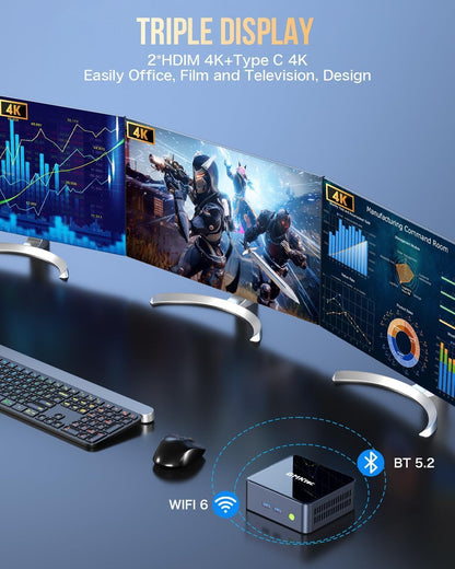 GMKtec Mini PC Intel Core i7-1185G7 (up to 4.8 GHz) 32GB DDR4 1TB SSD Desktop Mini Computers WiFi 6, BT 5.2/ DP, HDMI/RJ45 2.5G/USB4.0