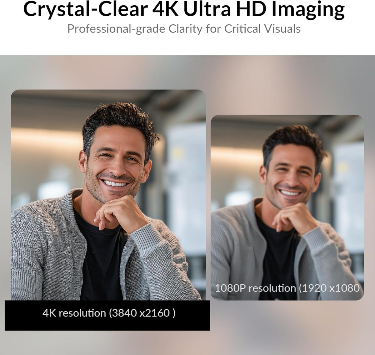 AV Access 4K Conference Webcam - Auto Framing, Presenter Tracking, Dual Noise Cancelling Microfics, Individuals Gallery, Privacy Cover, 120° FOV, ePTZ Control, 5X Digitale Zoom, Werkt met Teams, Zoom