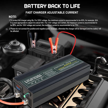 Instelbare LifePO4-Acculader – Lithium Acculader – Batterijlader – 12V Oplader – LiFePO4 Lader – Snel Opladen Tot 60A – Beveiligd Tegen Oververhitting en Overspanning
