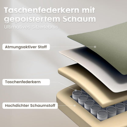 GTPLAYER Gaming stoel, bureaustoel, ergonomische gamingstoel met hoofdsteun en cloud-lendenkussen, gevoerde gamingstoel met voetensteun, draaistoel, 150 kg capaciteit, groen