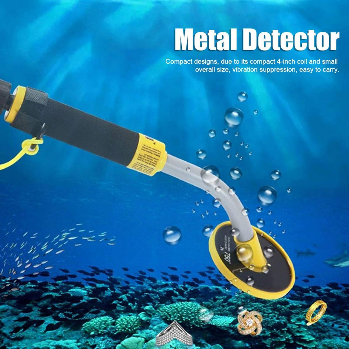 Metaaldetector Onderwater – Handmetaaldetector, Pinpointer, Schatzoeker, Metaalzoeker – Waterdicht Ontwerp – Pulsinductie – Trilling En Wit LED-Licht