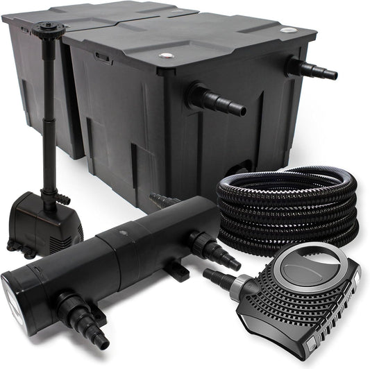 Filterset vijverfilter 60.000l SuperEco pomp 80W UVC zuiveraar 36W fontein slang 25m