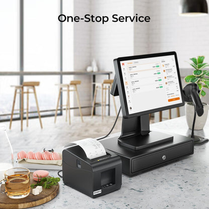 MUNBYN ITPP072 Bondrukcer Thermoprinter, 80 mm, POS-printer met USB + LAN-aansluiting, ontvangstprinter, compatibel met Android, Windows ChromeOS Linux, ondersteunt geen bluetooth-verbinding