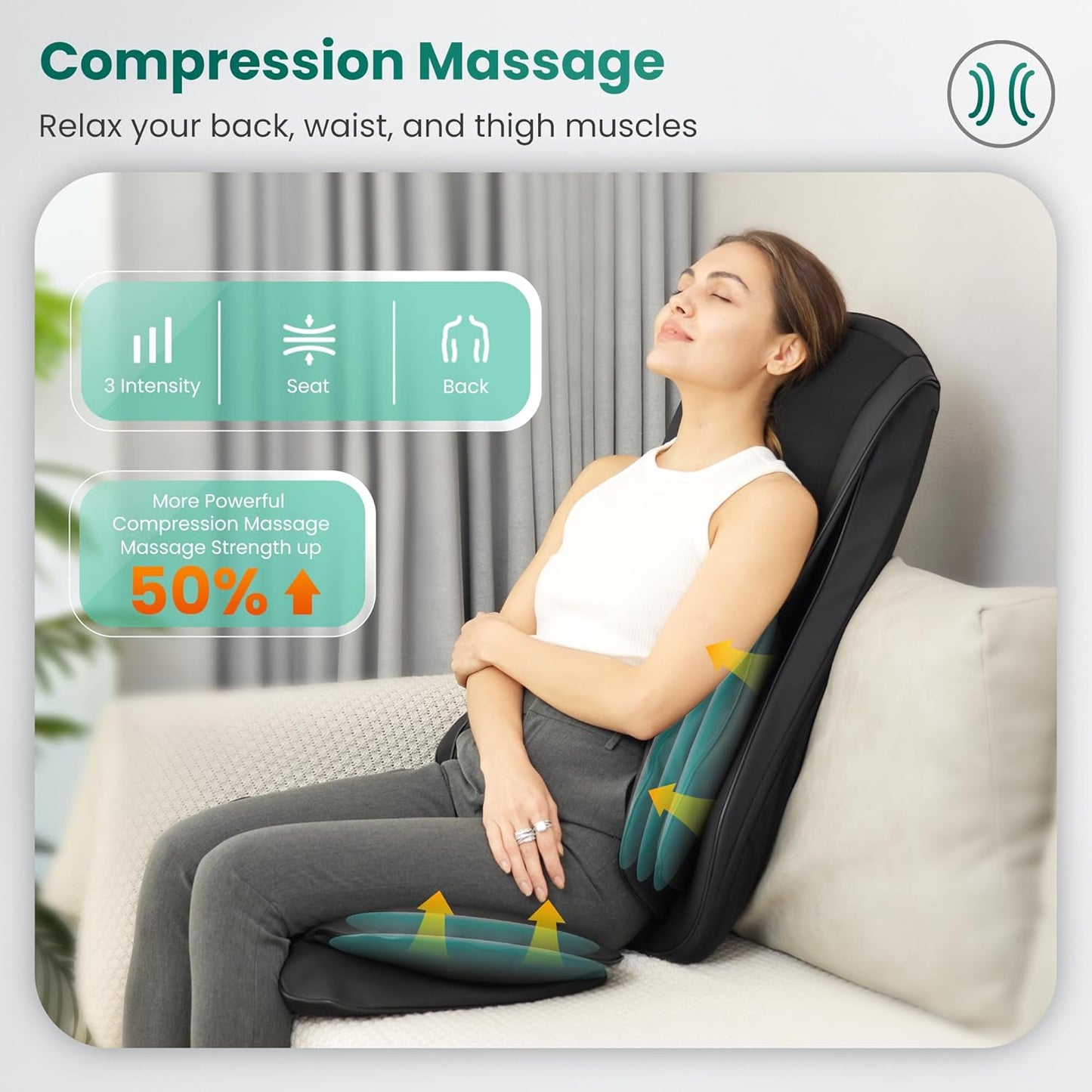 Snailax Verbeterd Shiatsu massagekussen met warmte, massagekussen met compressie, kneden, trillingen, full-body massageapparaat voor rug, nek, schouder, rugmassageapparaat, geschenken