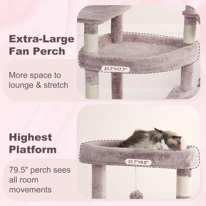 Krabpaal Kat – Krabboom – Kattenmeubel – Klimpaal – Kattenkrabpaal – Smoke Grey – Stevig Sisal – Meerdere Ligplaatsen - QUORE