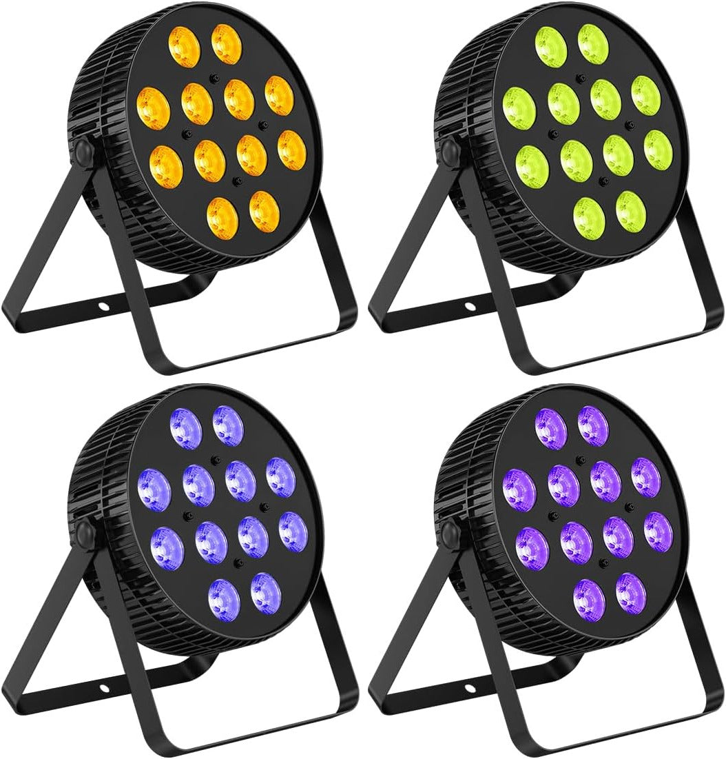 Parlamp – LED Par Light – Podiumverlichting – DJ Licht – Showverlichting – 12 LEDs – 4-in-1 Kleurenmix RGB + Paars – DMX512 & 8 Kanalen – Verstelbare Montage – Lange Levensduur