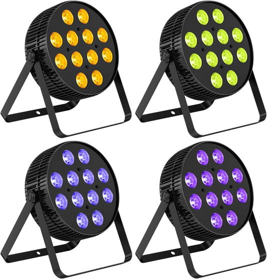 Parlamp – LED Par Light – Podiumverlichting – DJ Licht – Showverlichting – 12 LEDs – 4-in-1 Kleurenmix RGB + Paars – DMX512 & 8 Kanalen – Verstelbare Montage – Lange Levensduur