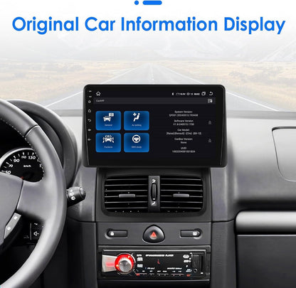 Ossuret Android 14 autoradio voor Renault Clio 2 2000-2012, 8-Core 4G + 32G GPS Navi 9 inch QLED-touchscreen display met CarPlay Bluetooth WiFi 4G LTE SWC DSP RDS