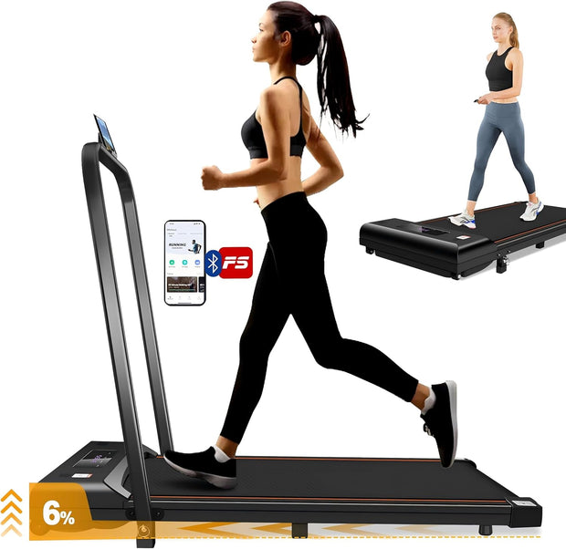 Loopband - Elektrische Loopband - Walking Pad - Inklapbaar - met Helling - Ruimtebesparend - 3.0 pk - Bluetooth-Audio - App - Afstandsbediening - LED-display - Instelbare Snelheid - 1-6 km/u - 12 x 49 x 120 cm - Zwart