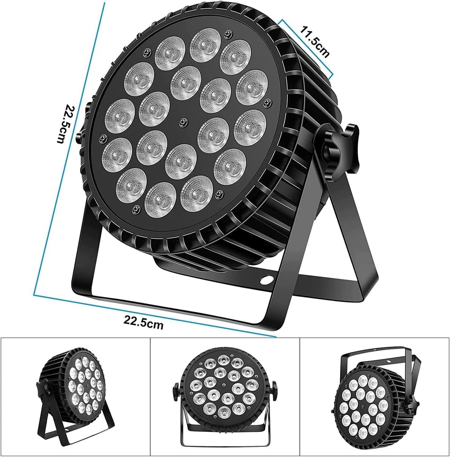 Led-schijnwerper, 200 W, 18 leds, podiumlicht, discolicht, 8 kanalen, led, RGBW, DMX Strobe, geluid, actieve modus, verlichting DJ, lichteffect voor show, bar, KTV, party, Halloween, 4 stuks