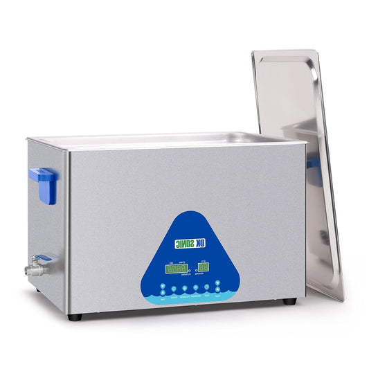 DK SONIC Industrial Ultrasonic Cleaner, 30L 600W Sound Cleaner with Heating & Timer, Digital Control for Motors, Carburetors, Chains (Including Basket) - QUORE