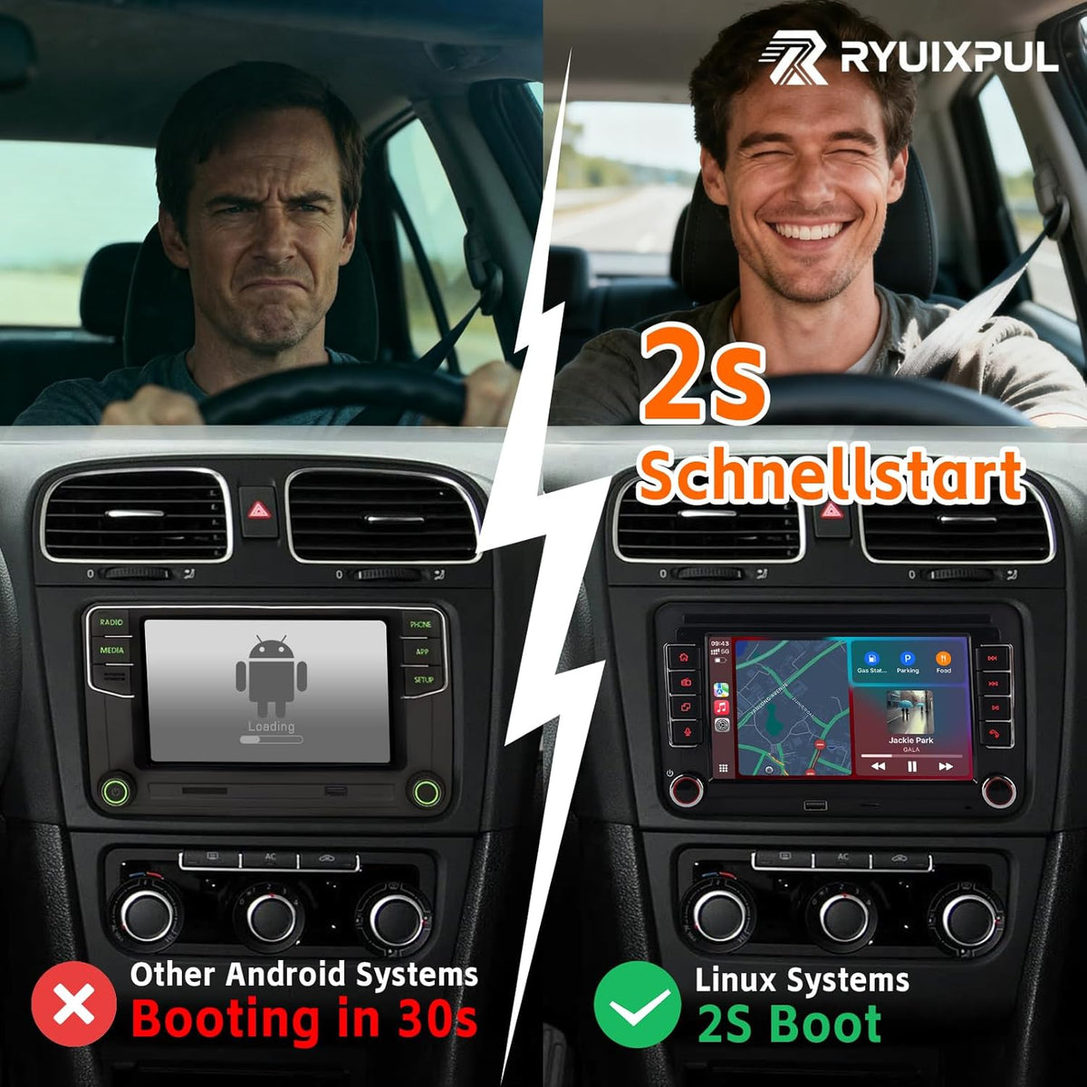 Autoradio stereo voor VW Seat Golf Passat Jetta Beetle EOS met touchscreen Bluetooth FM achteruitrijcamera, Linux System, Double Din Auto Stereo met Wireless Carplay/Android Auto