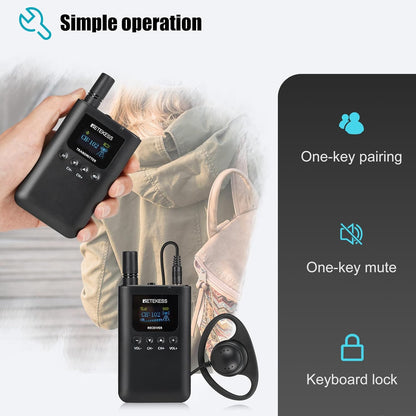 Retekess TT125 Audiotourgidssysteem, 180 m Lange Batterijlevensduur Audiodescriptiesysteem met TT002 16-Slots Opladerbasis, voor Toerisme, Fabriek, Conferentie, Kerk, Universiteit, Training