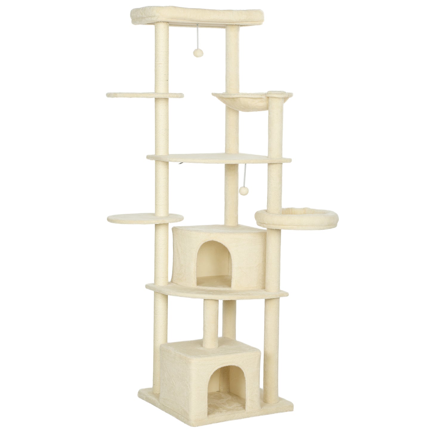 Krabpaal – Krabpaal Voor Katten – Krabmeubel – Kattenboom – Speelpaal Kat – Beige – 2 Meter Hoog – Stevige Constructie Met Kantelbeveiliging
