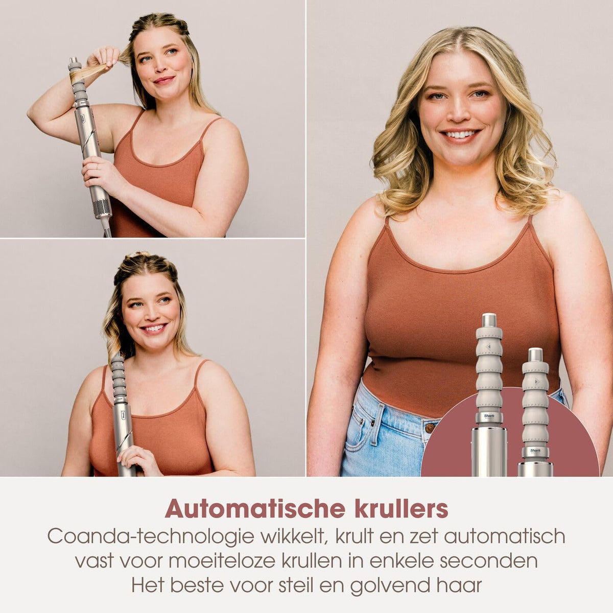 Airstyler En Haardroger – Föhnborstel – Krulborstel – Multistyler – Haarstyler – Champagne – 5 Stylingmogelijkheden – 2 Automatische Krullers