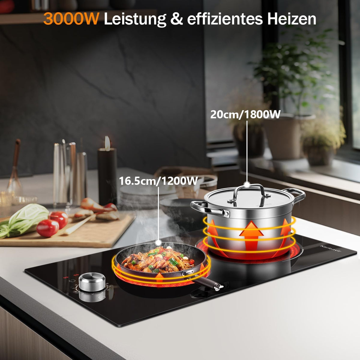 Keramische Kookplaat – Elektrische Kookplaat – Inbouw Kookplaat – Vrijstaande Kookplaat – 2-Pits Kookplaat – Compact 30 cm – 2800W Met 9 Warmtestanden