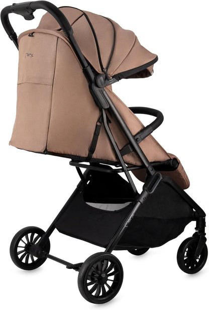 MoMi Andrea kinderwagen: zelfsluitend systeem, 5-punts veiligheidsgordel, bekerhouder, mand, tas, muggennet, regenbescherming, met dubbele functie