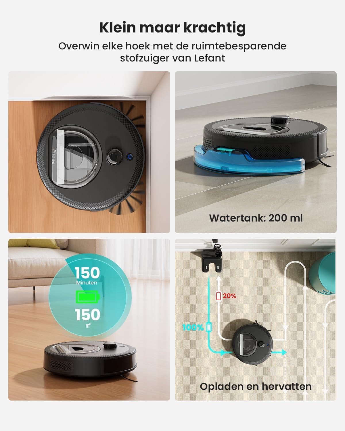 Robotstofzuiger – Robotveger – Stofzuigrobot – Dweilrobot – 3-in-1 Reiniging – 5000 Pa Zuigkracht – dToF-Lasernavigatie met 3 Verdiepingen