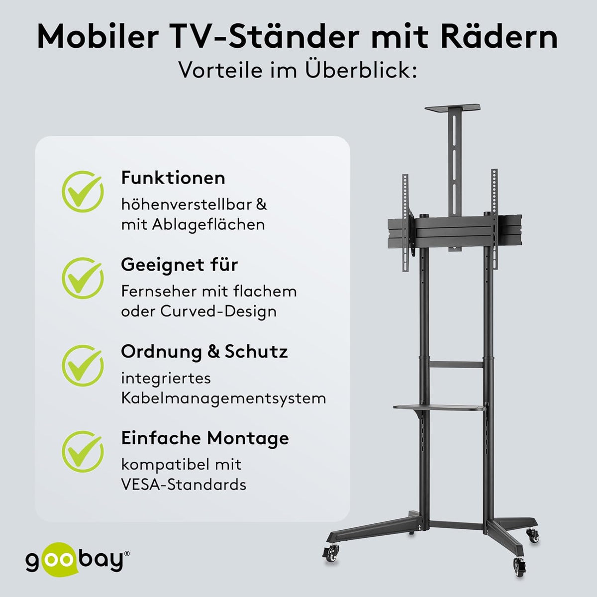 Goobay 59508 Support Pour Téléviseur 177,8 cm (70") Noir