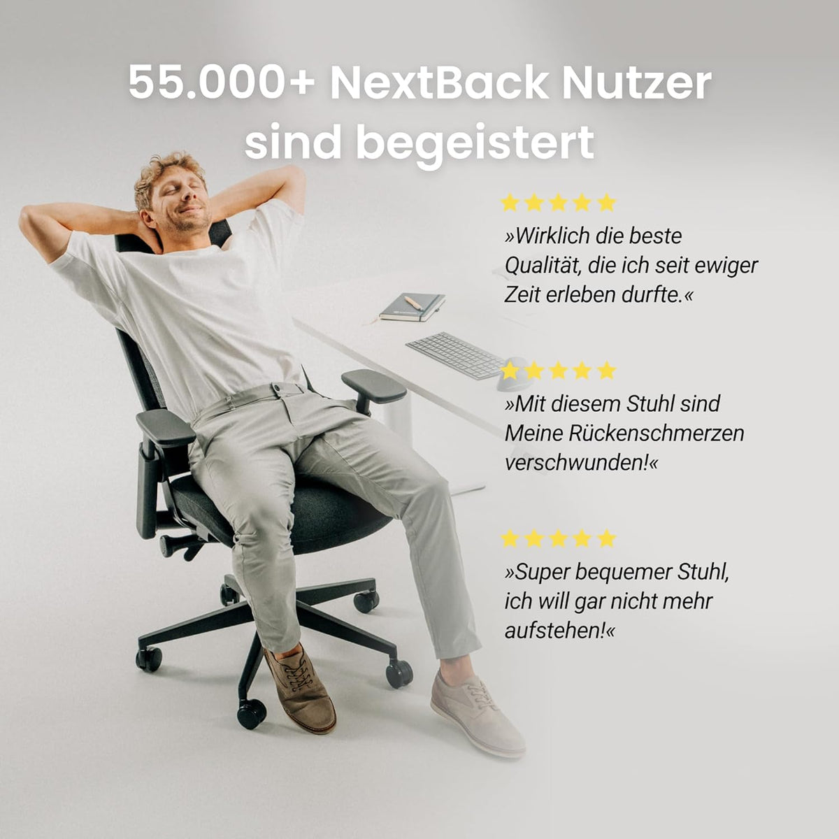 Ergonomische Bureaustoel – Bureaustoel Kantoor – Bureaustoel Met Wieltjes – Draaibare Bureaustoel – Orthopedische Bureaustoel – Synchroonmechanisme Voor Natuurlijke Houding – Verstelbare Lendensteun en Hoofdsteun