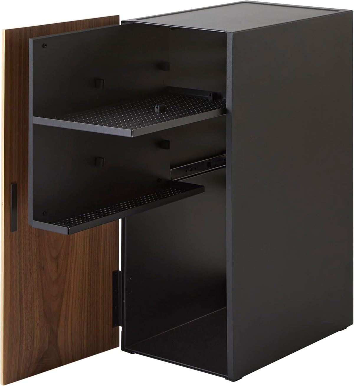 Yamazaki 2110 TOWER Game Console Organizer, black, Steel/Wood/Magnet/Silicone, 24.7 x 36.5 x 60.3 cm