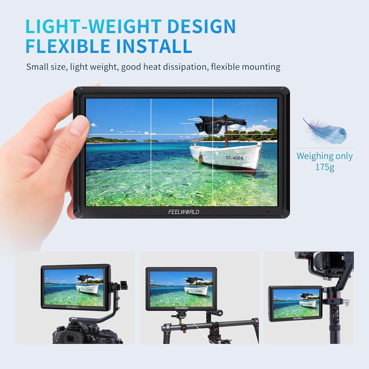 FEELWORLD FW568 V3 6 Inch Camera Field Monitor FHD 1920x1080 IPS,with 3D LUT,4K HDMI Input and Loop,Peak Focus DSLR Video Assist,HDR Waveform, Parasol for Movie Video Recording - QUORE