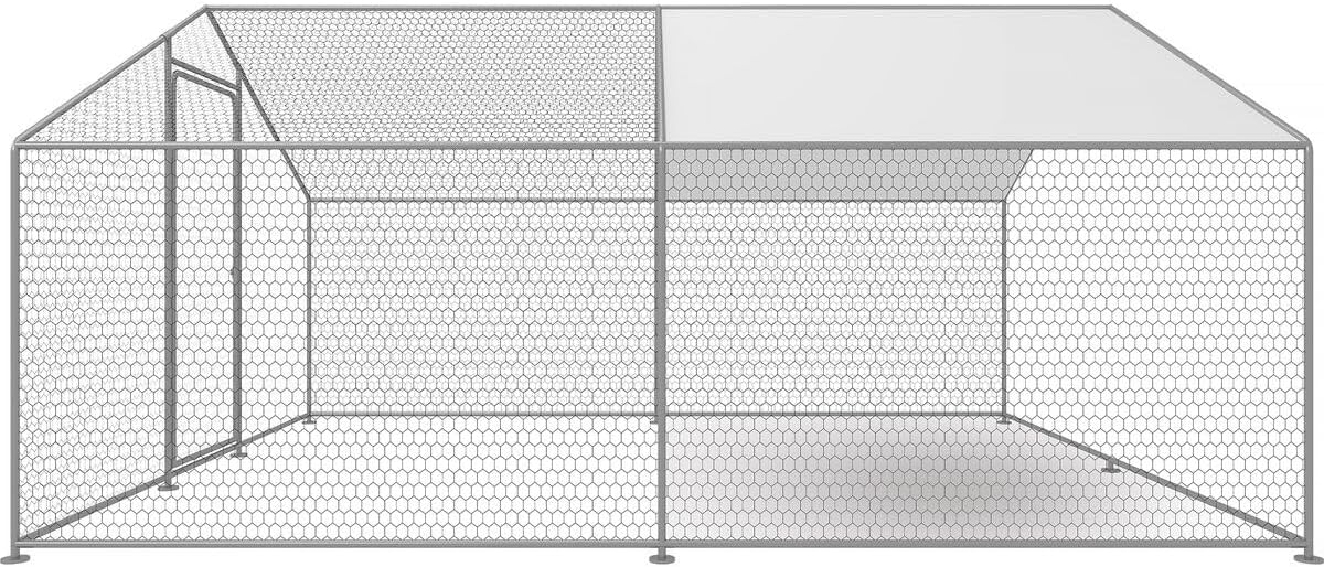 Kippenren – Kippenhok – Kippenverblijf – Pluimvee Ren – Haantjesren – 12 m² – Verzinkt Stalen Frame – Waterdicht UV-bestendig Dak - QUORE