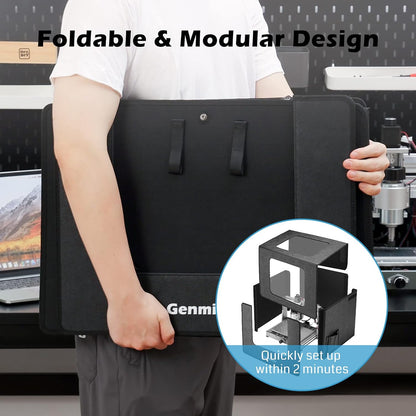 Genmitsu KABA Fold CNC-behuizing voor CNC-routermachine, ruisonderdrukking, stofdicht, vlamvertragend, met zijwerkbalk, compatibel met Genmitsu 3020-PRO MAX en V2, 3018-serie CNC, 520 x 475 x 405 mm