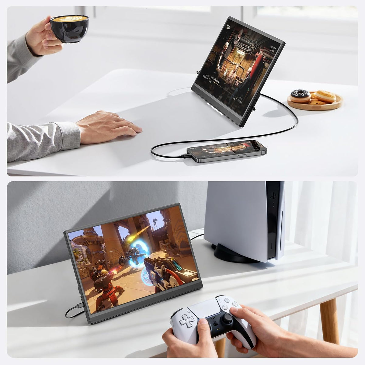 Draagbare Monitor 15,6 Inch – Portable Monitor – Tweede Scherm – Extra Scherm – Extern Beeldscherm – 15,6 Inch FHD 1080P IPS – USB-C/HDMI Aansluiting – Ingebouwde Luidsprekers