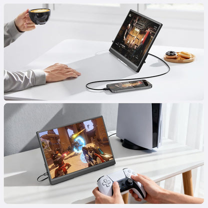Draagbare Monitor 15,6 Inch – Portable Monitor – Tweede Scherm – Extra Scherm – Extern Beeldscherm – 15,6 Inch FHD 1080P IPS – USB-C/HDMI Aansluiting – Ingebouwde Luidsprekers