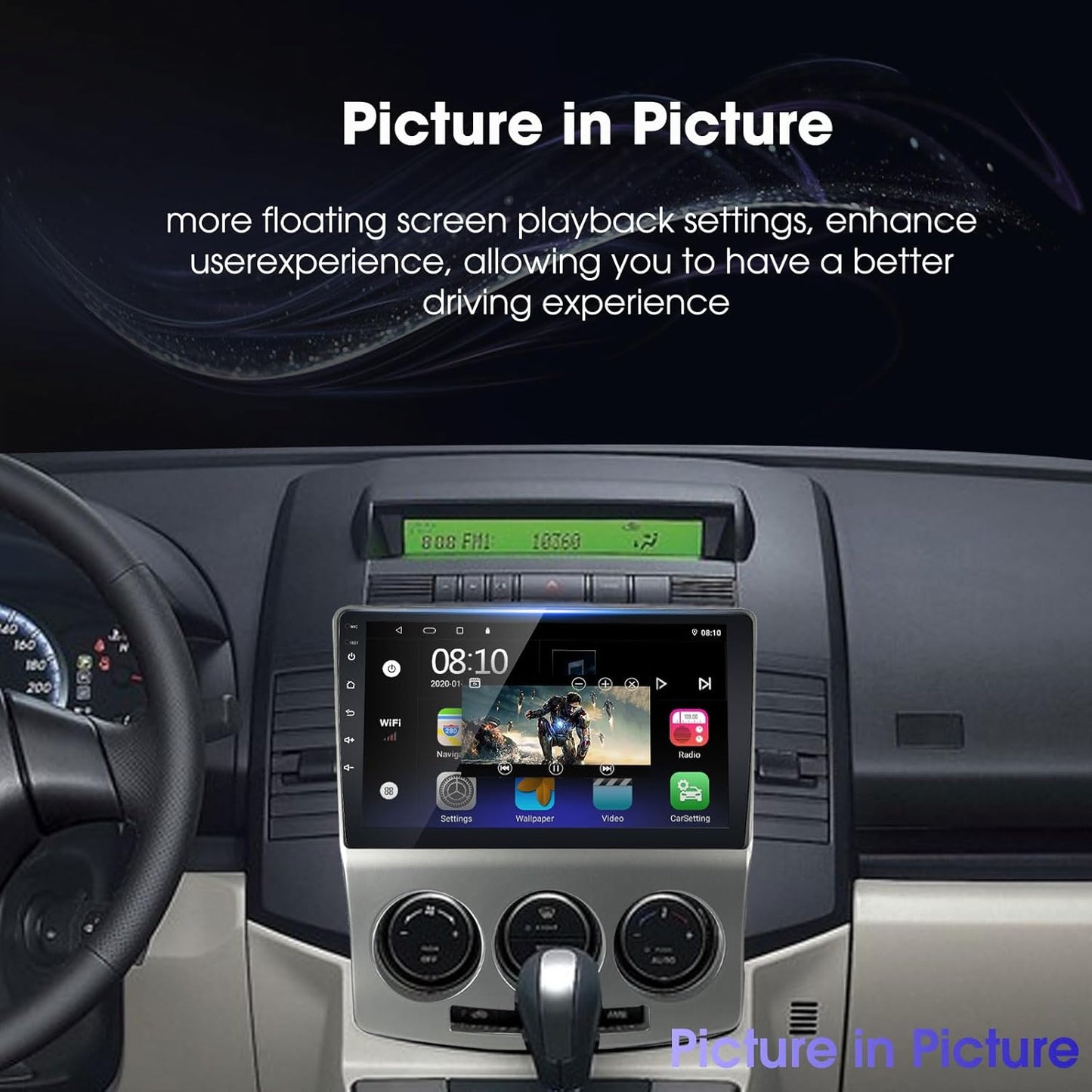 EZoneTronics Carplay Android Auto Radio Stereo voor Mazda 5 2005-2010 met 9 inch Touchscreen High Definition GPS Navigatie Bluetooth USB Wifi Spiegel Link SWC speler 32G ROM