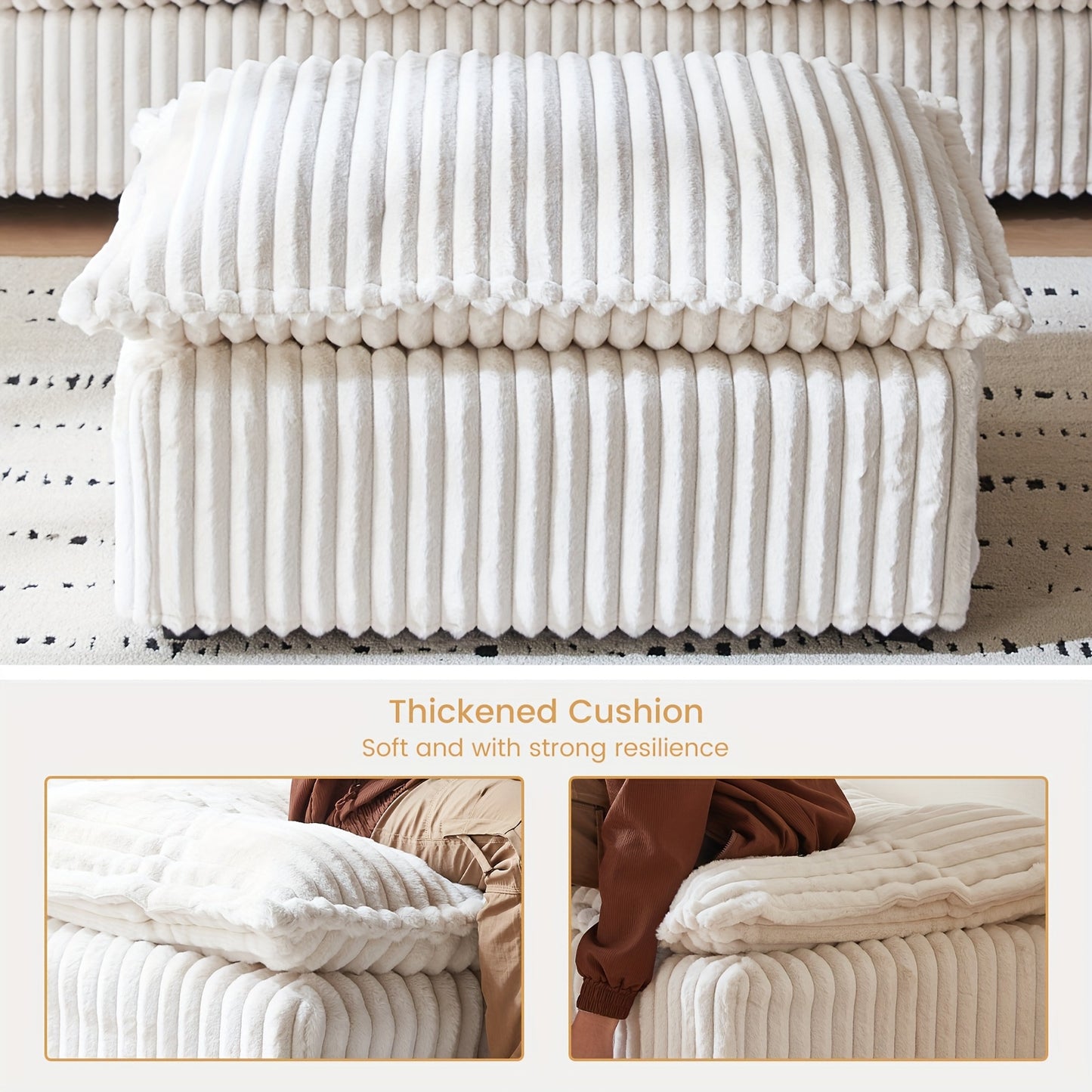 Poef – Voetenbank – Zitpoef – Hocker – Voetensteun – Beige – Compact Ruimtebesparend Design – Duurzaam en Comfortabel