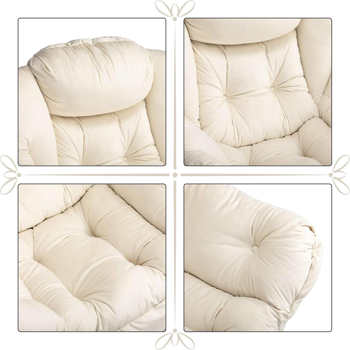 HollyHOME Relax Fauteuil met Voetenbank Woonkamer Stoel Slaapkamer Stoel Lounge Stoel met Armleuningen Leesstoel Accentstoel met Stalen Frame, Beige