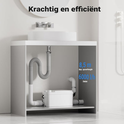 Opvoerinstallatie Afvoerwaterpomp Vermaler Snijwerkpomp Vergruizer – 3 Inlaten 1 Uitlaat – Krachtige 250 W Motor – Max Opvoerhoogte 8,5 Meter