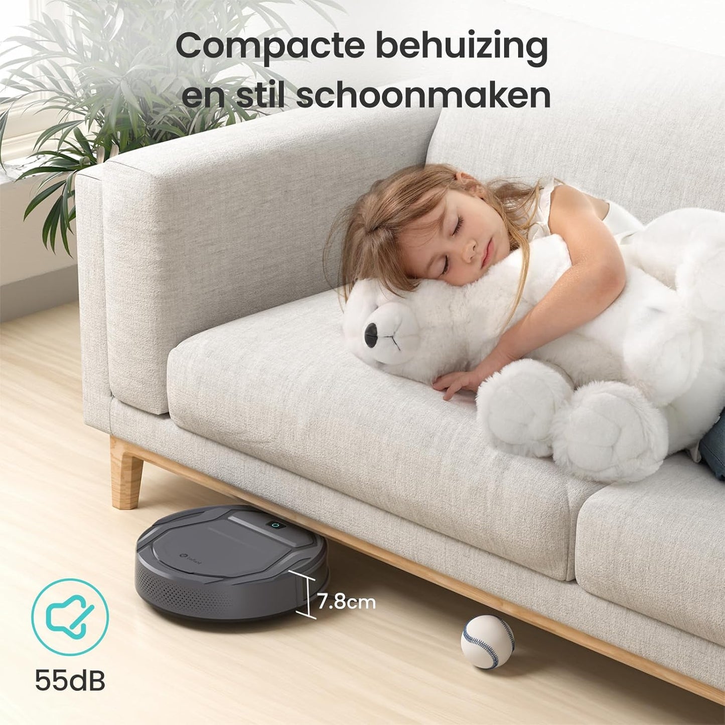 Lefant Robotstofzuiger M210P, Dun & Stil, 2200 Pa Zuigkracht, WiFi/Bluetooth/Alexa & App, 6 Reinigingsmodi, Zelfopladend, Tot 120 Min Looptijd, Ideaal Voor Dierenharen, Harde Vloeren & Tapijt