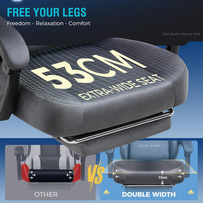 GTPLAYER Gaming Chair Fabric with Pocket Spring Cushion, Large and High Gamings Chairs 350lbs High Back Computer Chair with Footrest for Adults Lumbar Support Swivel Game Chair for Office