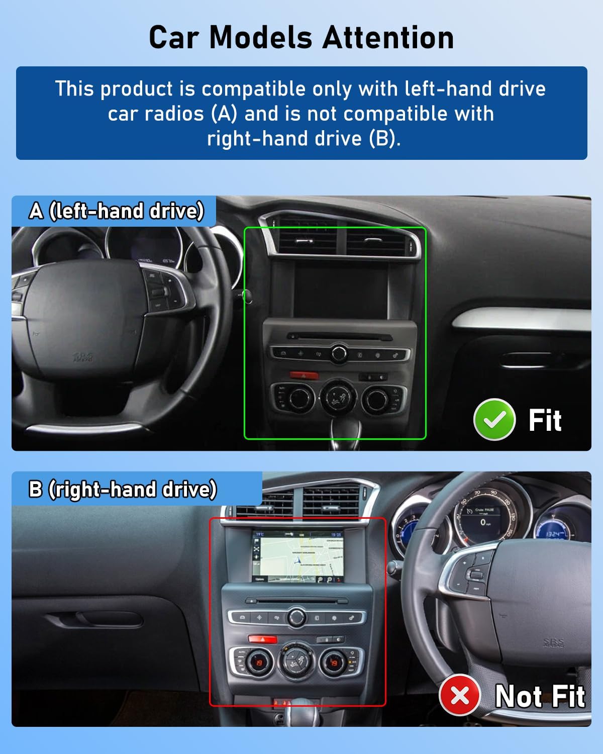 NHOPEEW 2G + 64G Autoradio voor Citroën C4 II / DS4 / DS4 Crossback 2011-2018, 9 inch touchscreen, draadloze CarPlay Android Auto, WLAN, GPS, FM, RDS, gedeeld scherm, SWC, AHD achteruitrijcamera