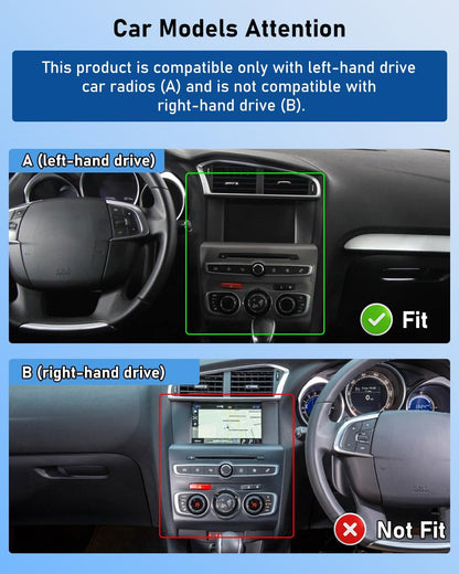 NHOPEEW 2G + 64G Autoradio voor Citroën C4 II / DS4 / DS4 Crossback 2011-2018, 9 inch touchscreen, draadloze CarPlay Android Auto, WLAN, GPS, FM, RDS, gedeeld scherm, SWC, AHD achteruitrijcamera
