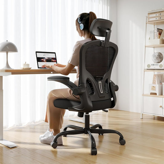 Synorla Bureaustoel, ergonomische bureaustoel met 350 lb-capaciteit, computerstoelen met hoge rugleuning voor lange uren, comfortabel, 360° rollende draaibare bureaustoelen voor thuis met verstelbare